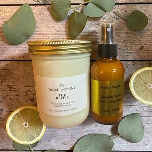 2Pc Bright Haven Sanctuary Set - Eucalyptus Lemon Candle & Eucalyptus Room Spray